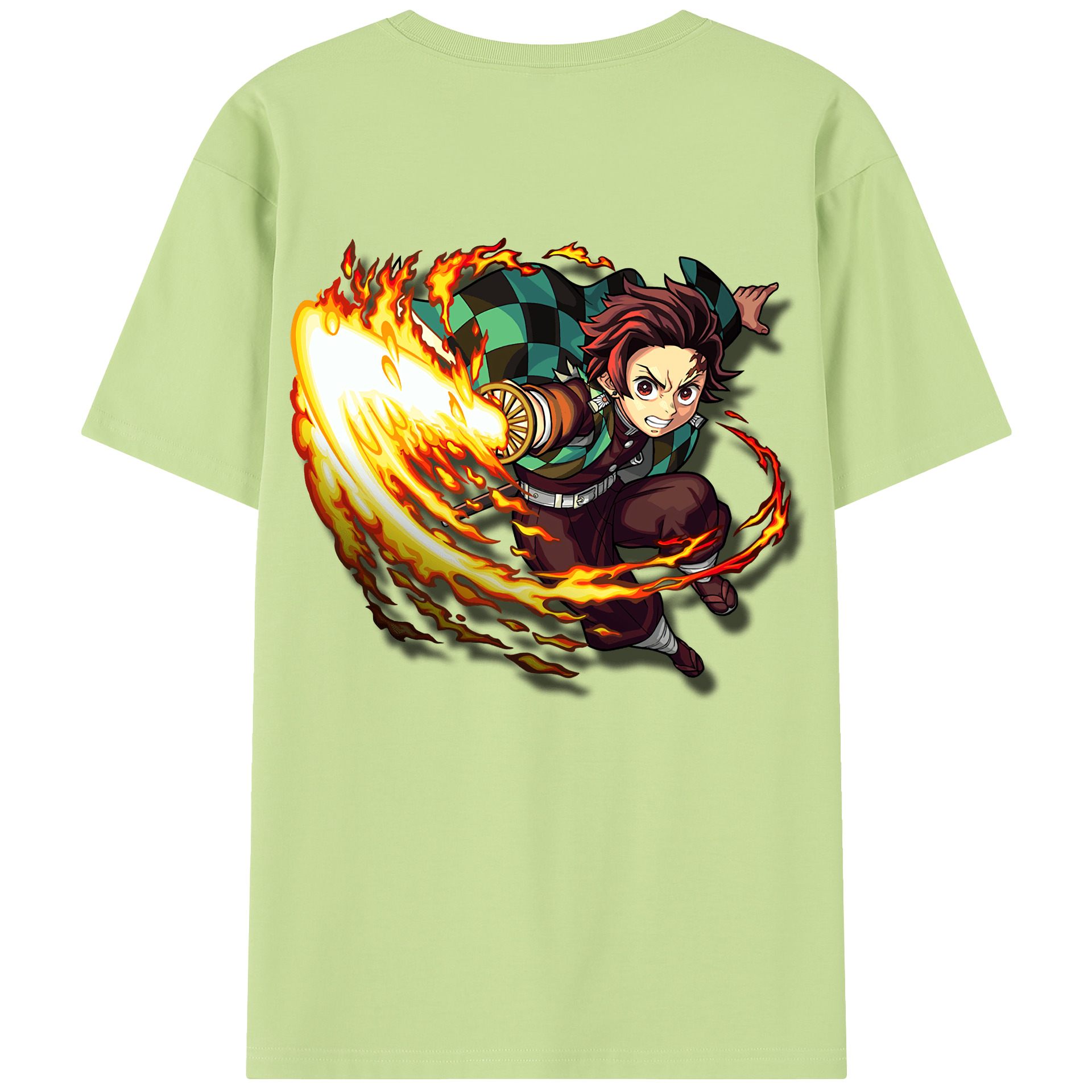 （画像用） 鬼滅の刃 竈門 炭治郎／かまど たんじろう Kamado Tanjirou 綿100％半袖Tシャツ（背面プリント）